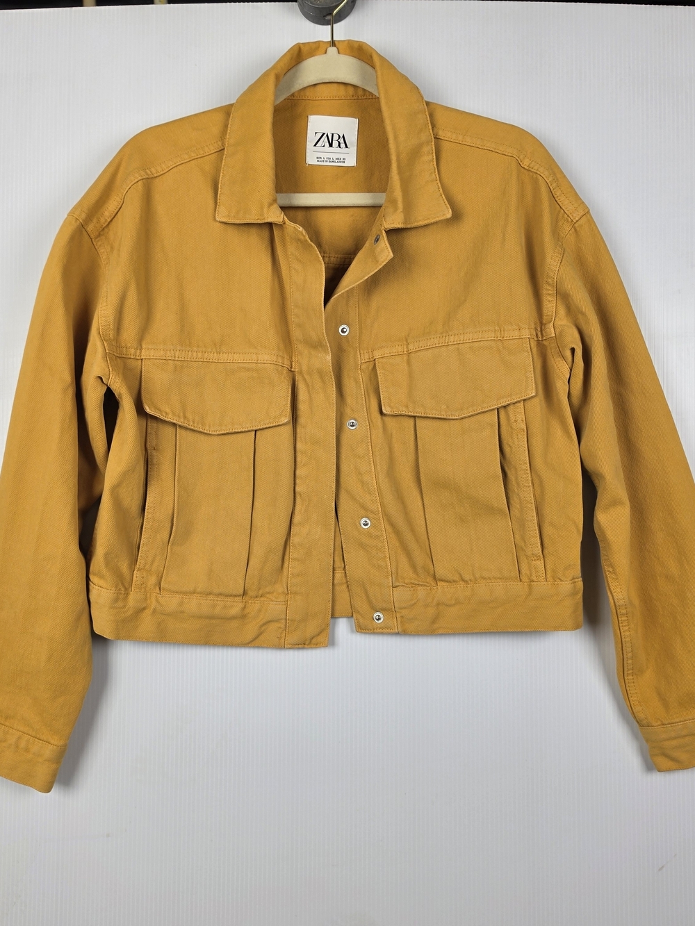 Zara Cropped Utility Jacket in Mustard Yellow 100% Cotton